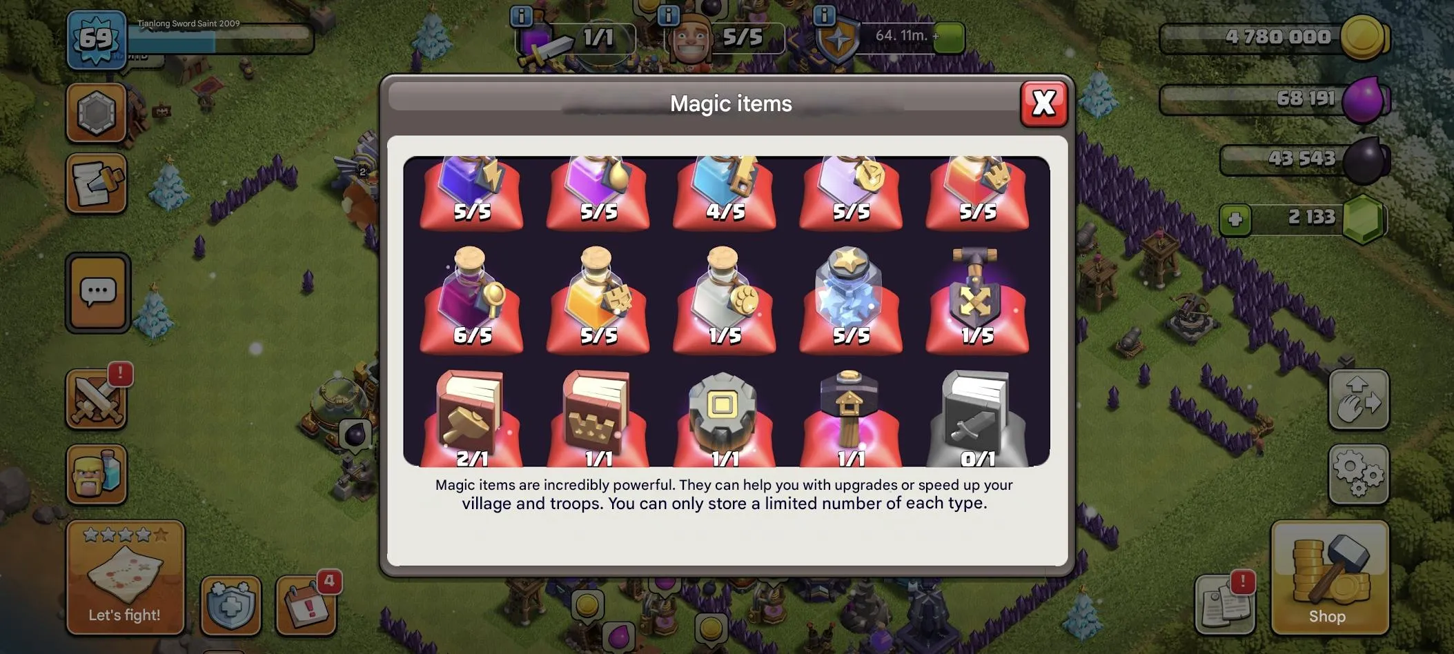 COC572 TH16 Heroes 23/22/15/12/10 5 Builders 2000 Gems Lots of Items Nickname Change 